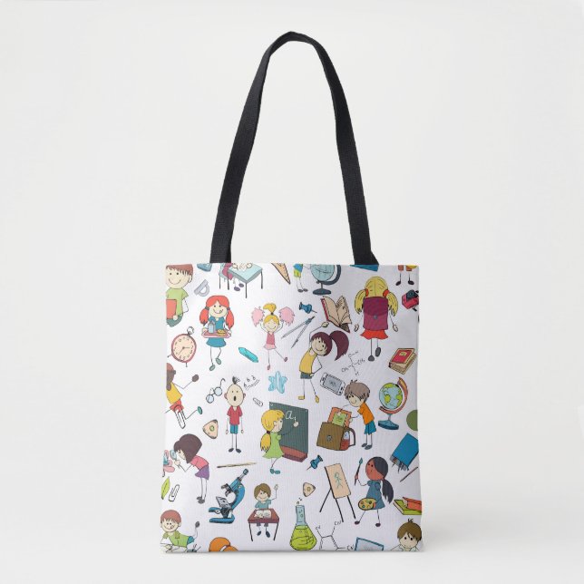Bolso De Tela Ilustración breve de vuelta a los escolares (Anverso)
