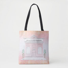 Bolso De Tela Ilustracion Cafe de Panadería | Purpurina rosa Tot