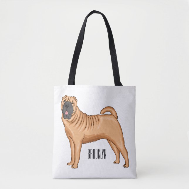 Bolso De Tela Ilustracion chino de personalizado de perro Shar-P (Anverso)