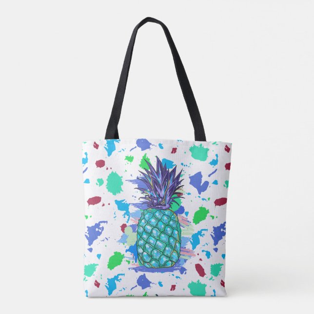 Bolso De Tela Ilustracion Colorido De Piña Y Pintado (Reverso)