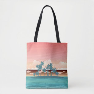 Bolso De Tela Ilustracion con puesta de sol.