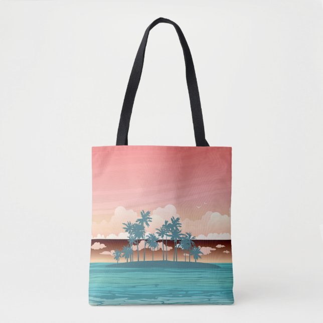 Bolso De Tela Ilustracion con puesta de sol. (Anverso)