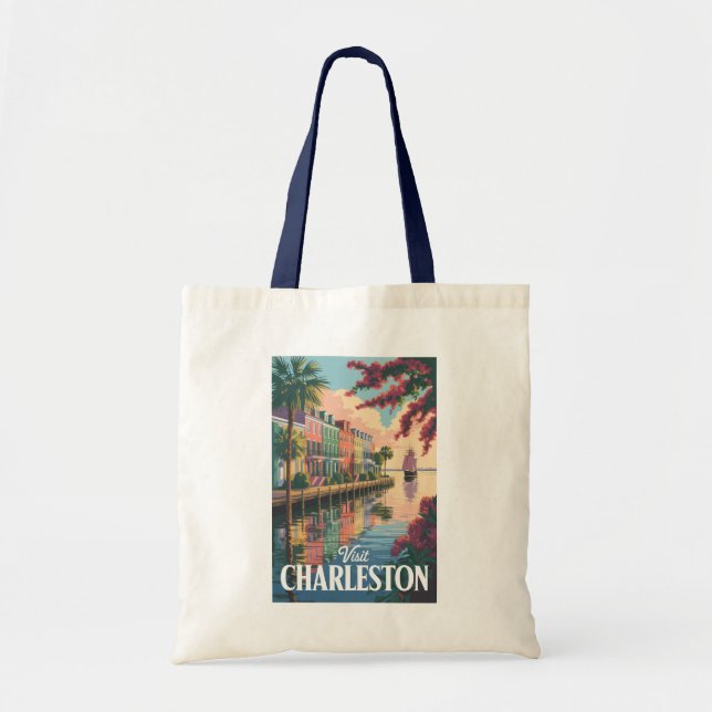 Bolso De Tela Ilustracion costero de Charleston South Carolina (Frente)