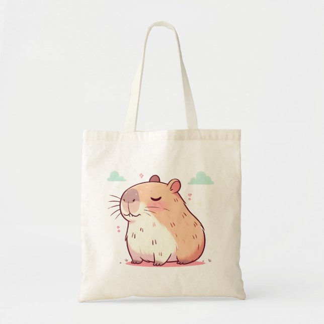 Bolso De Tela Ilustracion Cute Capybara (Frente)