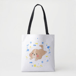 Bolso De Tela Ilustracion Cute Happy Puppy