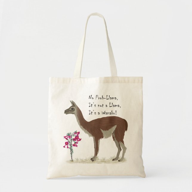 Bolso De Tela Ilustracion Cute Llama Guanaco Sudamérica (Frente)
