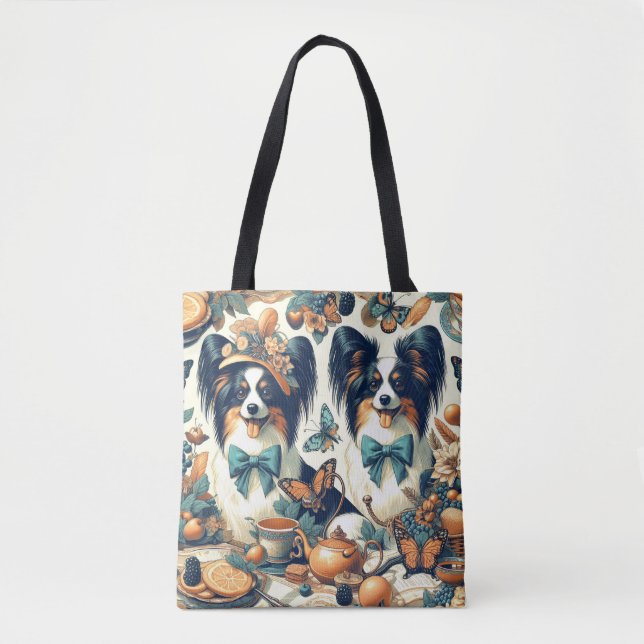 Bolso De Tela Ilustracion Cute Papillon Dog (Anverso)