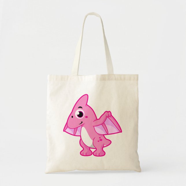 Bolso De Tela Ilustracion Cuto De Un Pterodáctilo. (Frente)