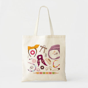 Bolso De Tela Ilustración de Accesorios Lindos Logo Empresarial