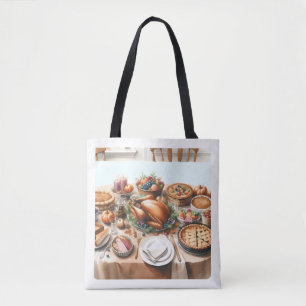 Bolso De Tela Ilustracion de Acción de Gracias de Acuarela