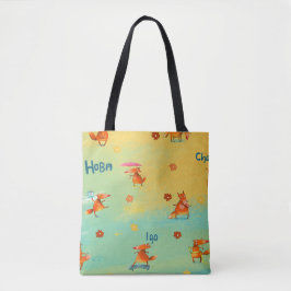 Bolso De Tela Ilustracion de acuarela artesanal Funny Fox