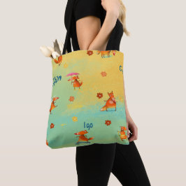 Bolso De Tela Ilustracion de acuarela artesanal Funny Fox