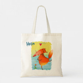 Bolso De Tela Ilustracion de acuarela artesanal Funny Fox