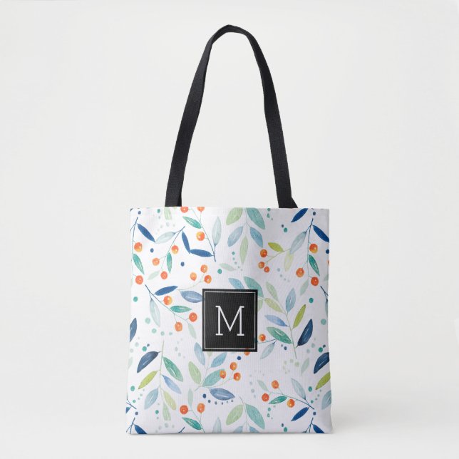 Bolso De Tela Ilustracion de acuarela moderna Patrón botánico (Anverso)