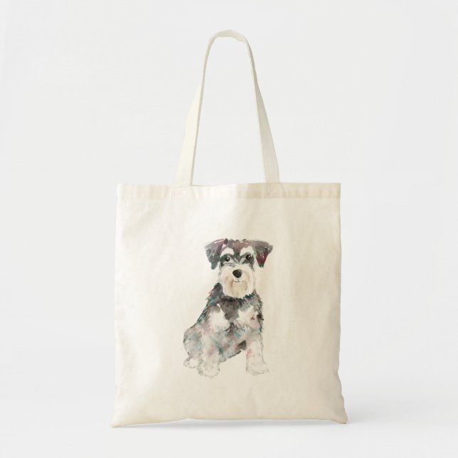 Bolso De Tela Ilustracion de acuarelas de perro Schnauzer en min (Frente)