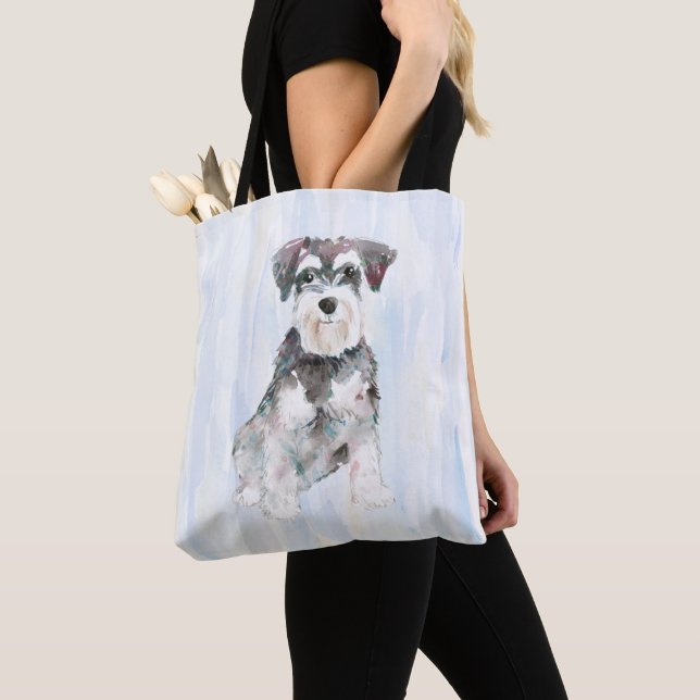 Bolso De Tela Ilustracion de acuarelas Schnauzer en miniatura (Detalle)