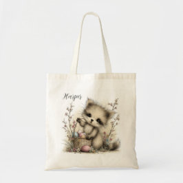 Bolso De Tela Ilustración de ardilla de Pascua adorable