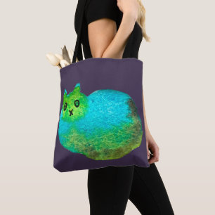 Bolso De Tela Ilustracion de arte de gato gordo azul