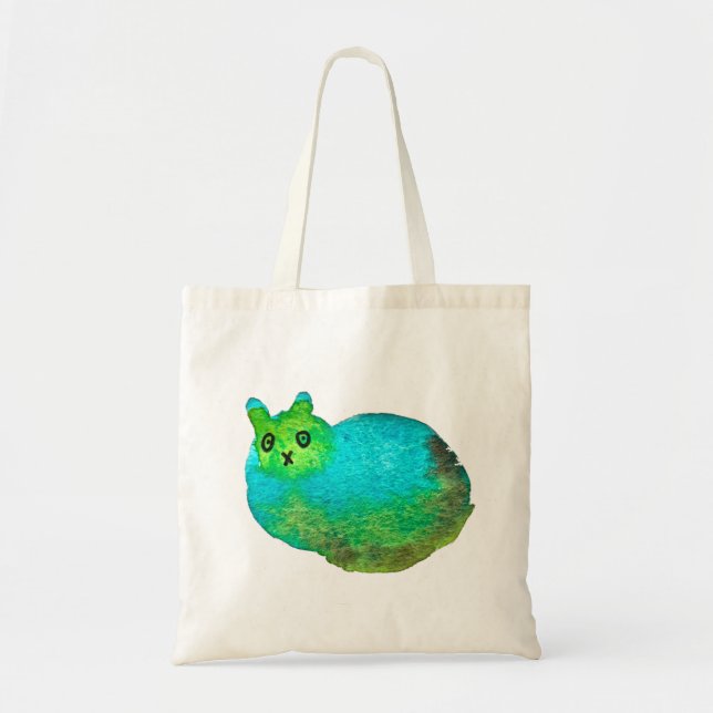 Bolso De Tela Ilustracion de arte de gato gordo azul (Frente)