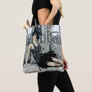 Bolso De Tela Ilustración de Arte de Moda Flapper de los Rugient
