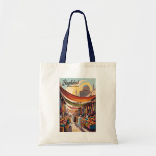 Bolso De Tela Ilustración de Bagdad Irak Arte de Viaje Vintage