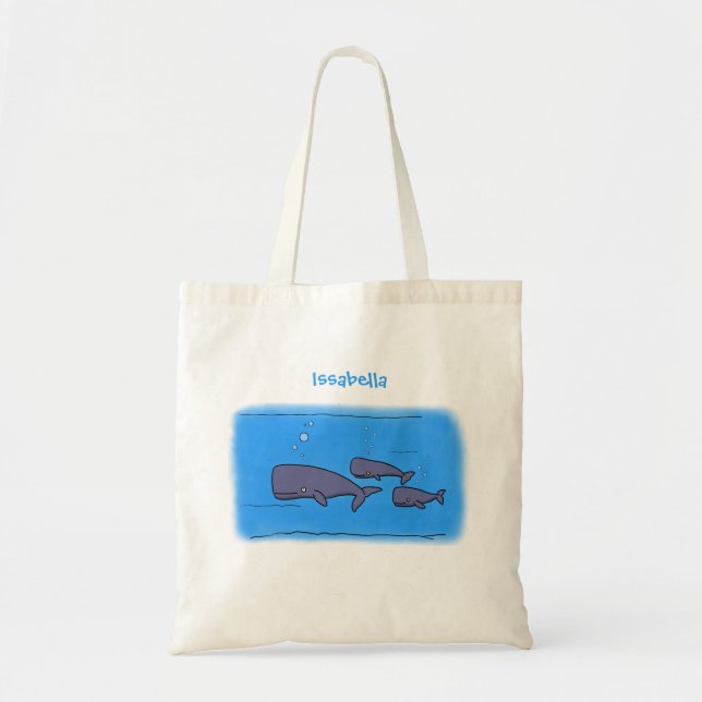 Bolso De Tela Ilustracion de ballenas personalizados migratorias (Frente)