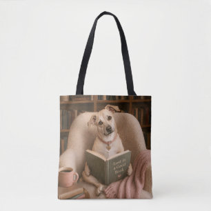 Bolso De Tela Ilustración de biblioteca en acuarela de perro ley
