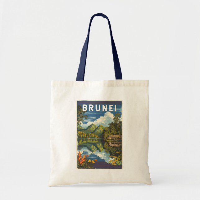 Bolso De Tela Ilustracion de Brunéi Painterly Viaje de arte cose (Frente)