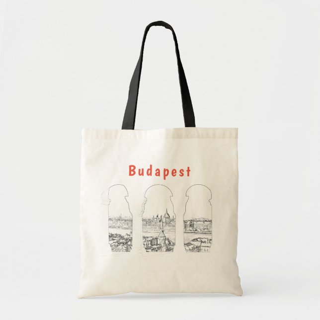 Bolso De Tela Ilustracion de Budapest y parlamento húngaro (Frente)