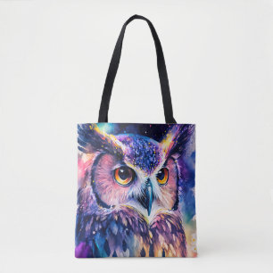 Bolso De Tela Ilustracion de búho colorido