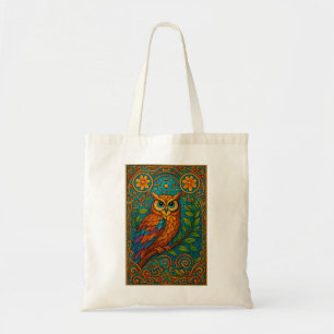 Bolso De Tela Ilustración de búho de arte popular místico – Boho
