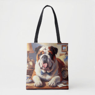 Bolso De Tela Ilustracion de Bulldog inglés vintage