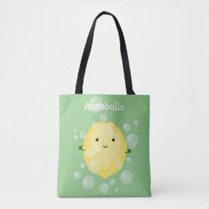 Bolso De Tela Ilustracion de burbujas de personalizado de limón