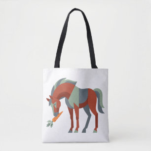 Bolso De Tela Ilustración de caballo geométrico comiendo una zan