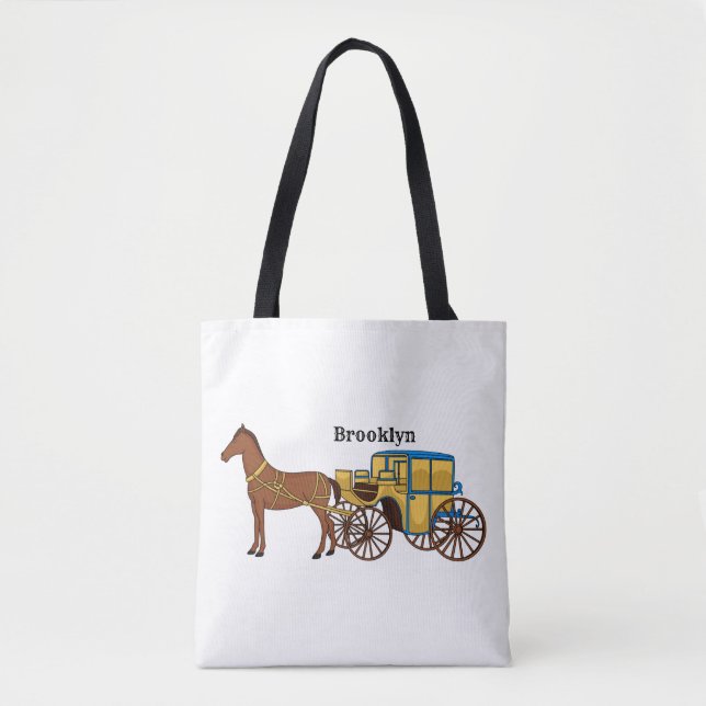 Bolso De Tela Ilustracion de caballos y carruajes reales (Anverso)