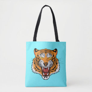 Bolso De Tela Ilustración de cabeza de tigre feroz-24327