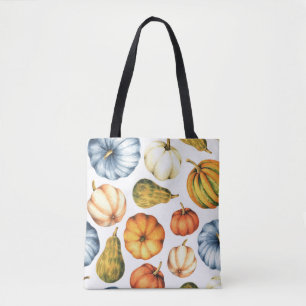 Bolso De Tela Ilustracion de calabaza: Patrón acuarela sin foco