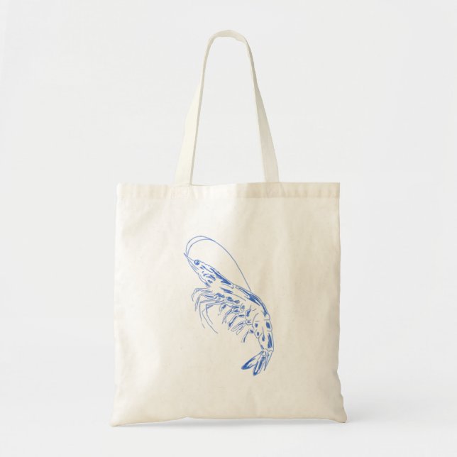 Bolso De Tela Ilustracion de camarón - Arte de mariscos costeros (Frente)