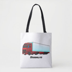Bolso De Tela Ilustracion de camión de remolques rojos
