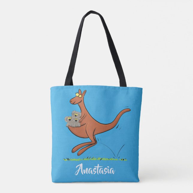 Bolso De Tela Ilustracion de canguro y personalizado de koalas (Reverso)