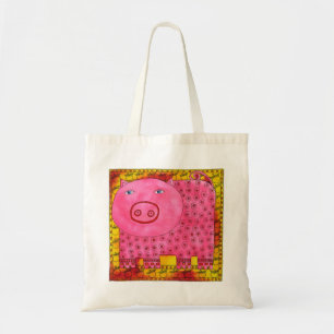 Bolso De Tela Ilustración de cerdo estampado en acuarela