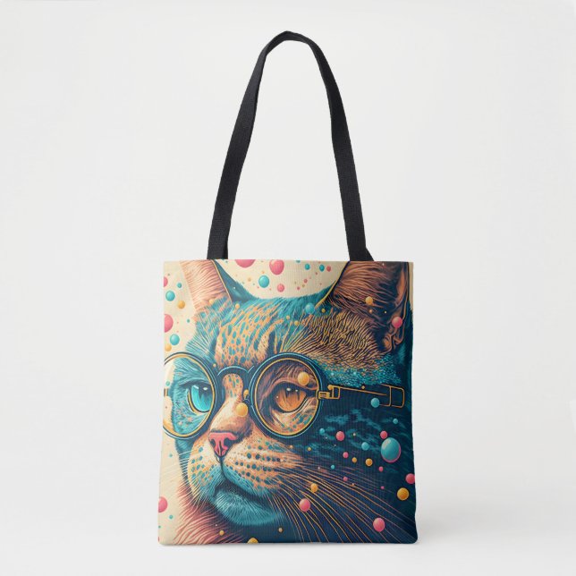 Bolso De Tela Ilustracion de cierre de gatos Kitty (Anverso)