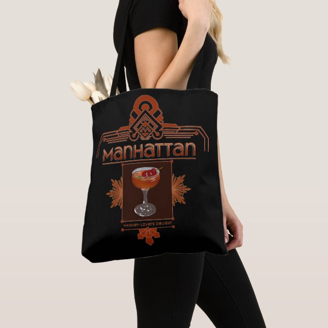 Bolso De Tela Ilustracion de cócteles Retro Manhattan (Detalle)