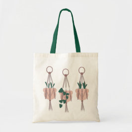 Bolso De Tela Ilustración de colgador de macramé de plantas trop