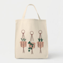 Bolso De Tela Ilustración de colgador de macramé de plantas trop