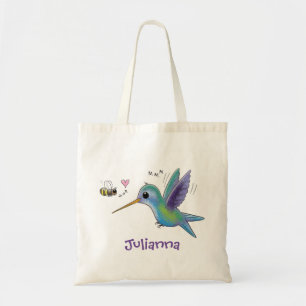 Bolso De Tela Ilustracion de colibrí y personalizado de abejas
