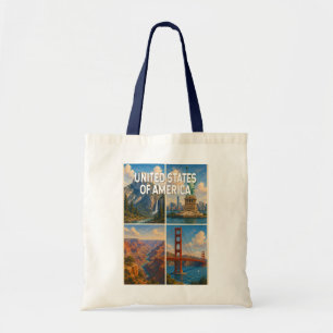 Bolso De Tela Ilustración de collage de Estados Unidos Viajes Ar