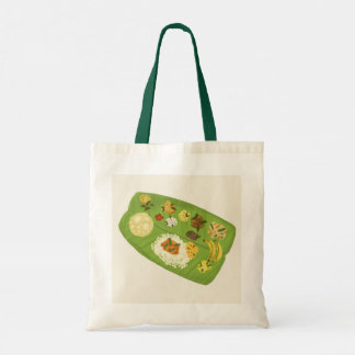 Bolso De Tela Ilustración de comida Kerala Sadya en hoja de plát