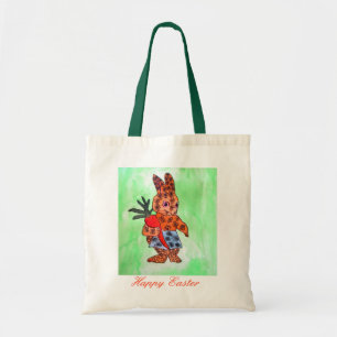 Bolso De Tela Ilustracion de conejo de Pascua con zanahoria nara