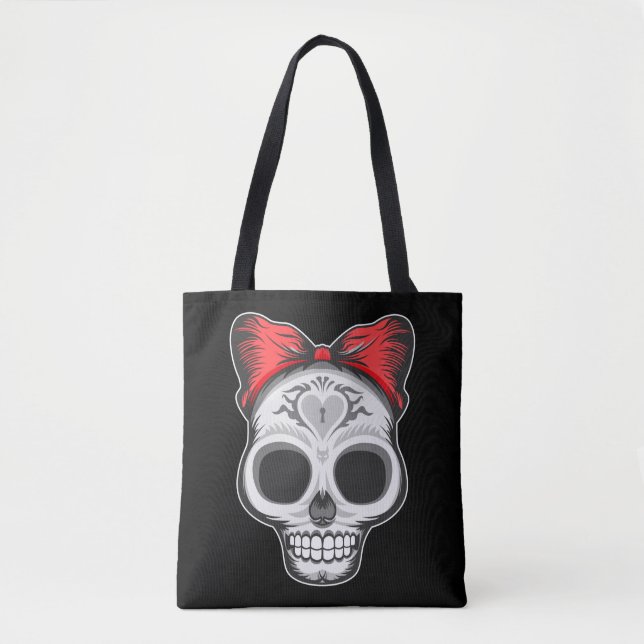 Bolso De Tela Ilustracion de cráneo de azúcar supergiratorio (Anverso)